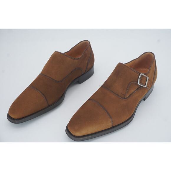 Magnanni Brown Suede Monk Strap Slip On Loafers Size 8 Saddle shoe 10043 main image 5